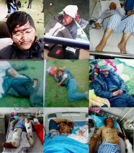 西藏祁连县白石崖村部分受伤的藏人