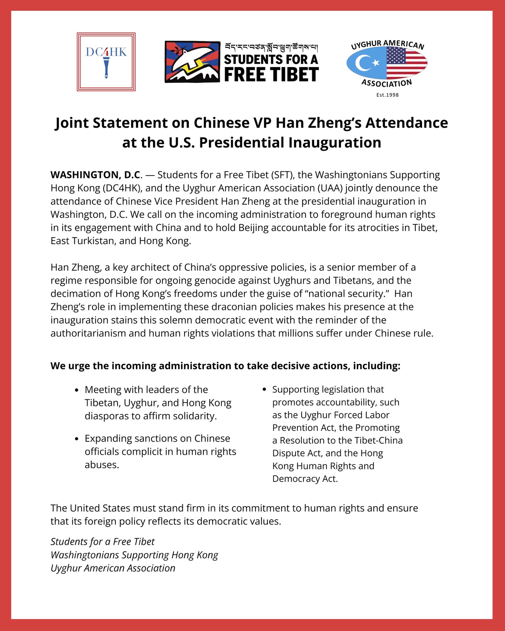 流亡藏人和维吾尔人抗议中国官员韩正访问美国- VOT